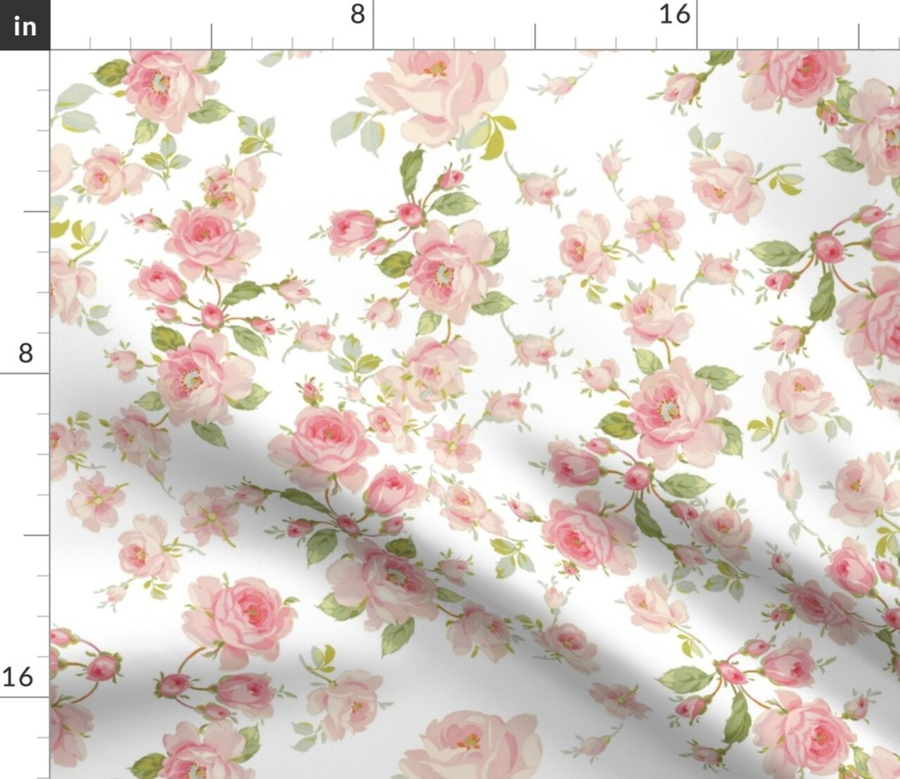 Pink And White Rose Garden Botanicals Flowers Shabby Chic Vintage Inspired Custom Printed Fabric by Spoonflower Various Fabrics by the Yard or Fat Quarter